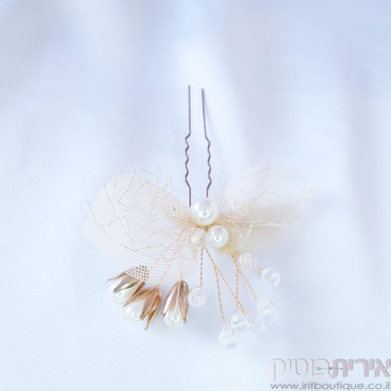 סיכת כלה פפיון ופרחים