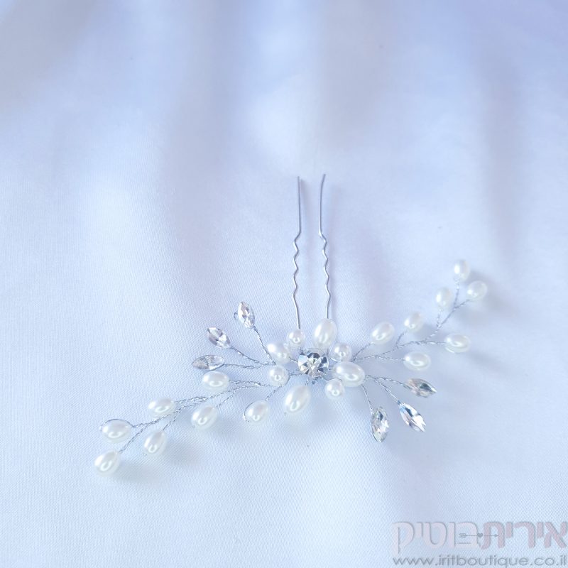 סיכה לראש לכלה עם פנינים - Image 3