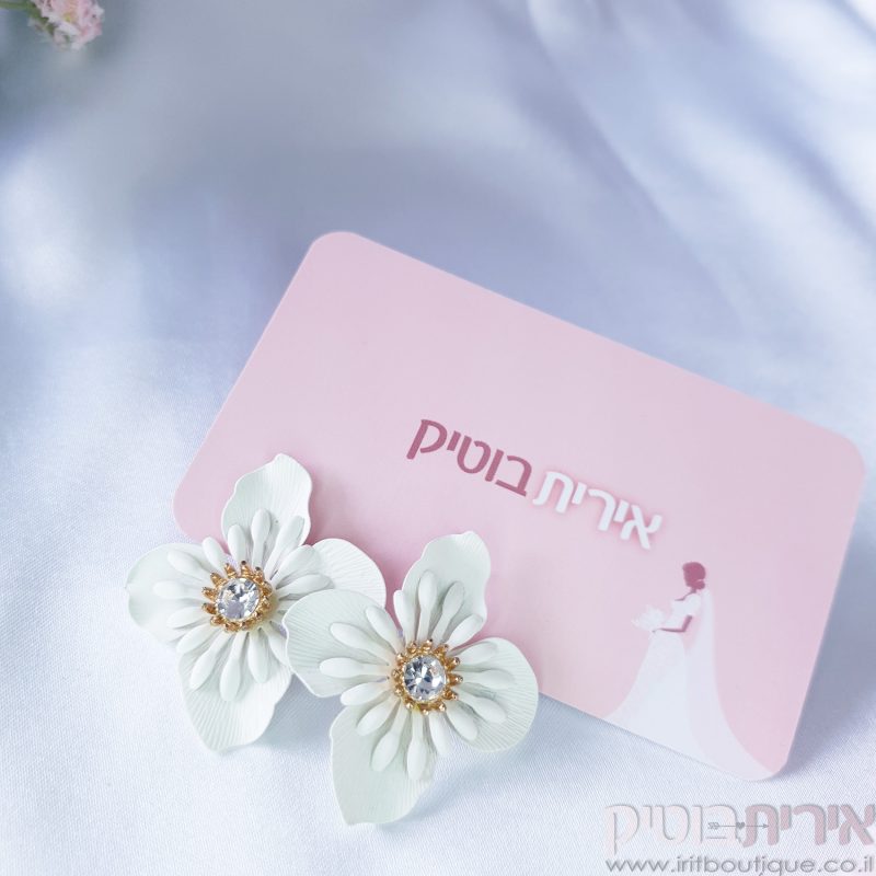 עגילי פרחים לבנים - Image 3