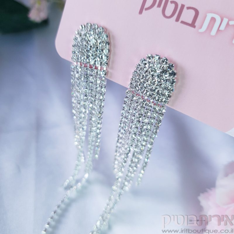 עגילים ארוכים נשפכים משובצים - Image 3