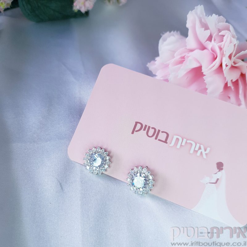 עגילי זרקון משובץ ונוצץ - Image 4