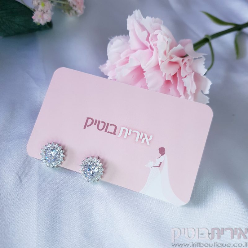 עגילי זרקון משובץ ונוצץ - Image 3
