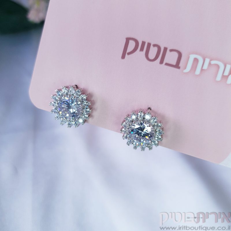 עגילי זרקון משובץ ונוצץ - Image 2