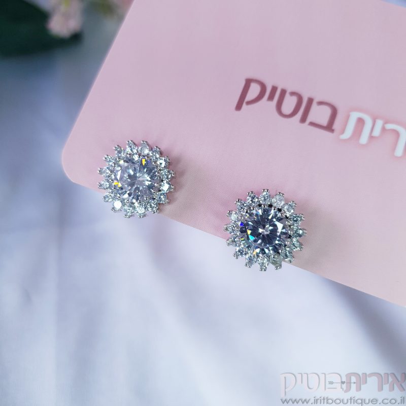 עגילי זרקון משובץ ונוצץ - Image 5