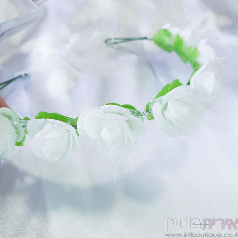 זר פרחים לבנים לראש