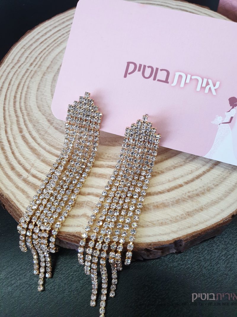 עגילים נופלים זהב לכלה