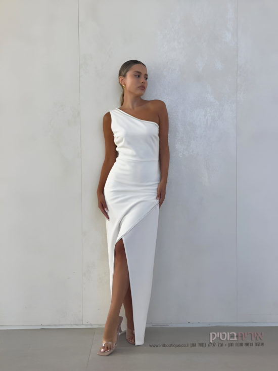 שמלה לבנה עם כתף אחת
